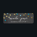 RETURN ADDRESS confetti gold turquoise chalkboard<br><div class="desc">A modern, bold design with a super cute confetti pattern. Setup as a template it is easy to customize with your own text - make it yours! Love the design but want to see it altered - different colour - a different product to complete your branding? No worries - simply...</div>