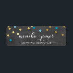 RETURN ADDRESS confetti gold turquoise chalkboard<br><div class="desc">A modern, bold design with a super cute confetti pattern. Setup as a template it is easy to customize with your own text - make it yours! Love the design but want to see it altered - different colour - a different product to complete your branding? No worries - simply...</div>