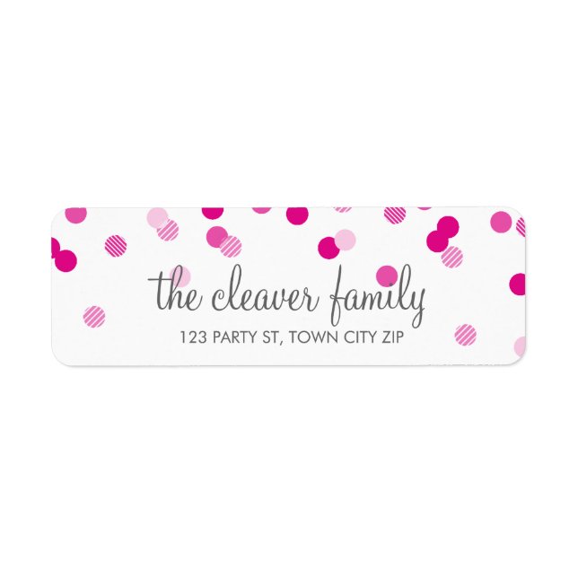 RETURN ADDRESS confetti polka dot bright hot pink (Front)