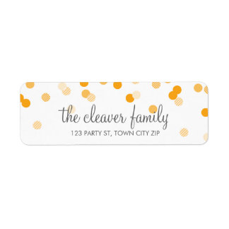 RETURN ADDRESS confetti polka dot bright orange