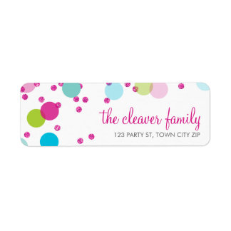 RETURN ADDRESS confetti polka dot colourful glitte