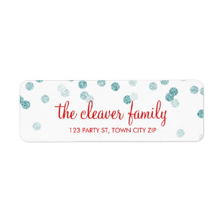 RETURN ADDRESS confetti polka dot glitter blue