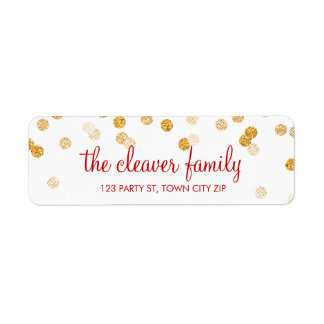 RETURN ADDRESS confetti polka dot glitter gold