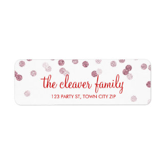 RETURN ADDRESS confetti polka dot glitter pink