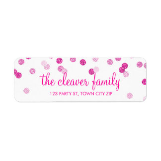 RETURN ADDRESS confetti polka dot glitter pink