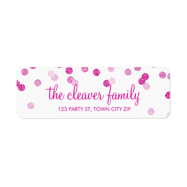 RETURN ADDRESS confetti polka dot glitter pink (Front)