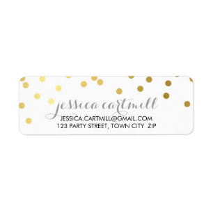 RETURN ADDRESS confetti polka dot gold chalkboard