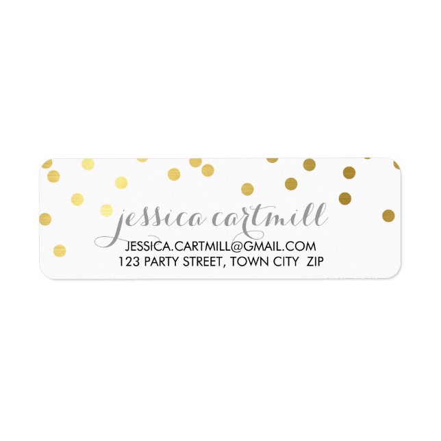RETURN ADDRESS confetti polka dot gold chalkboard (Front)