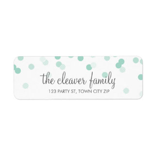 RETURN ADDRESS confetti polka dot pale mint green
