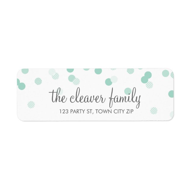 RETURN ADDRESS confetti polka dot pale mint green (Front)