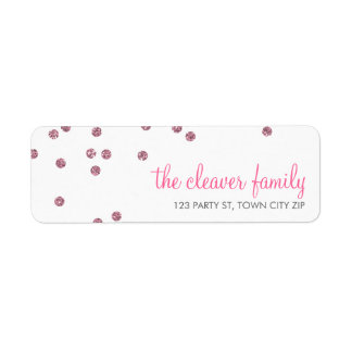 RETURN ADDRESS confetti spot baby pink glitter