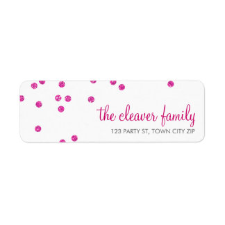 RETURN ADDRESS confetti spot hot pink glitter