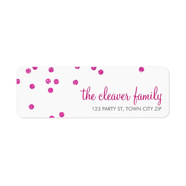 RETURN ADDRESS confetti spot hot pink glitter (Front)