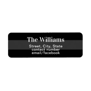 return address contact information black/grey