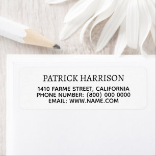 Return Address Contact Information on white