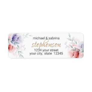 Return Address   Coral Lilac Watercolor Flowers