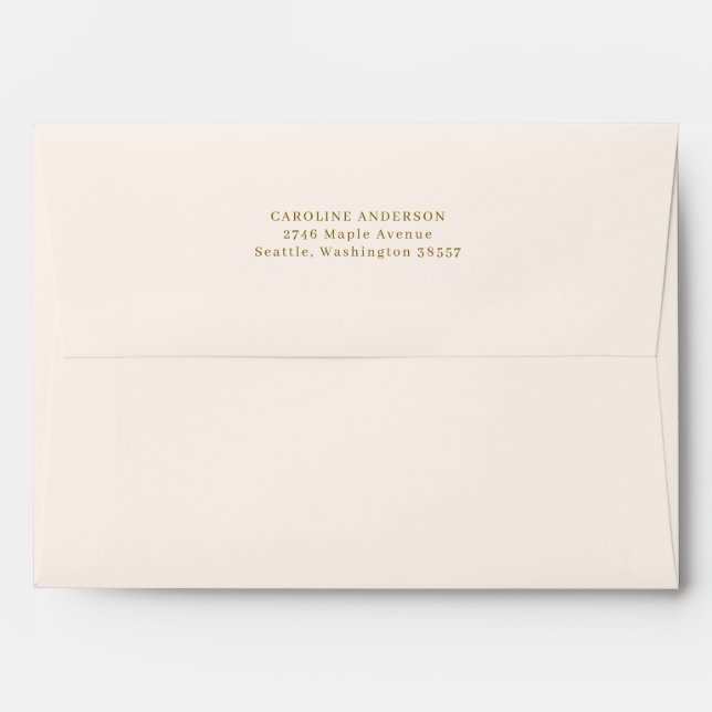 Return Address Cream Pink Lined Gold Personalized Envelope (Back (Top Flap))