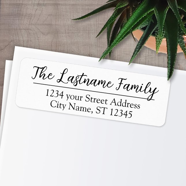 Return Address Custom Family Name Everglow Script (Personalized Return Address Labels - Fun, modern fonts)