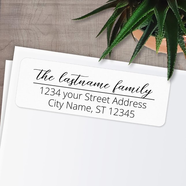 Return Address Custom Family Name Wedding Script (Personalized Return Address Labels - Fun, modern fonts)