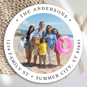 Return Address Custom Photo Family Summer Classic Round Sticker