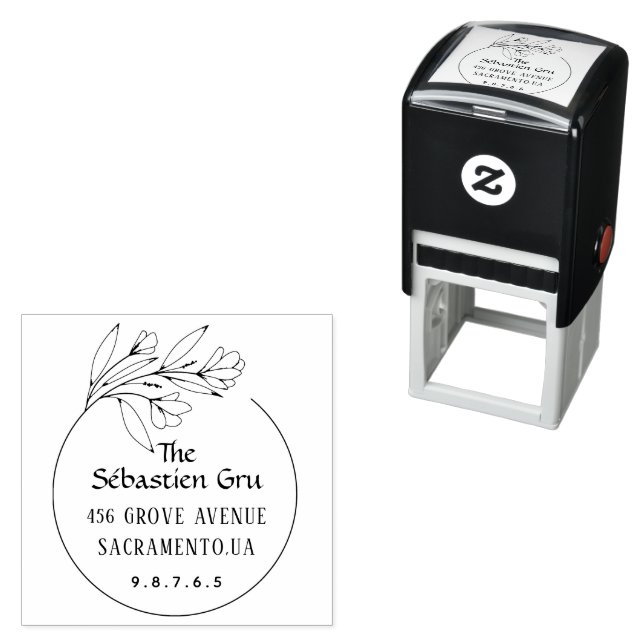 Return Address Custom Script Family Self-inking Stamp (In Situ)