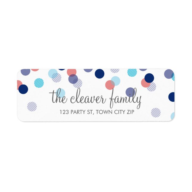 RETURN ADDRESS cute confetti polka dot colourful (Front)