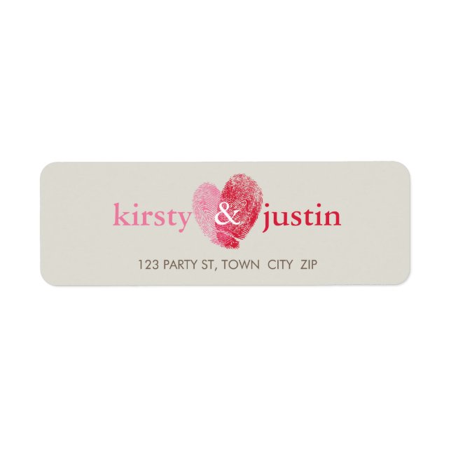 RETURN ADDRESS cute fingerprint heart couple love (Front)