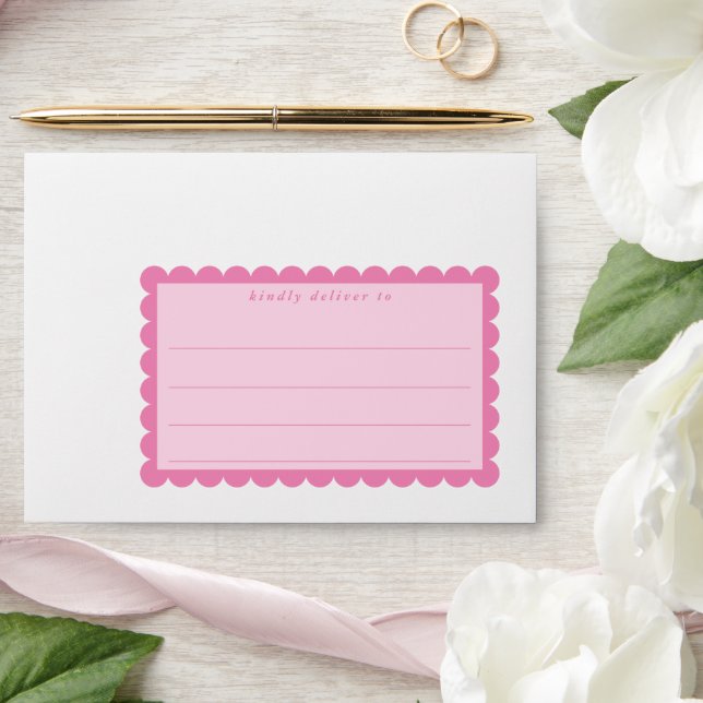 RETURN ADDRESS cute scallop edge candy pink Envelope (Wedding)