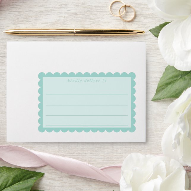 RETURN ADDRESS cute scallop edge mint green edge Envelope (Wedding)