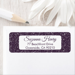 Return address _elegant handwriting purple glitter