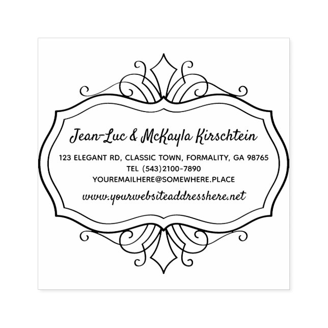 Return Address Elegant Rococo Baroque Classy Frame Rubber Stamp (Imprint)