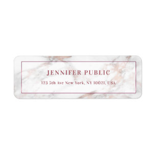 Return Address Elegant Rosegold Marble Template