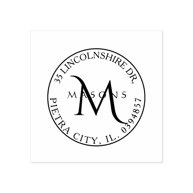 Return address Family Cinzel Monogram Rubber Stamp (Imprint)