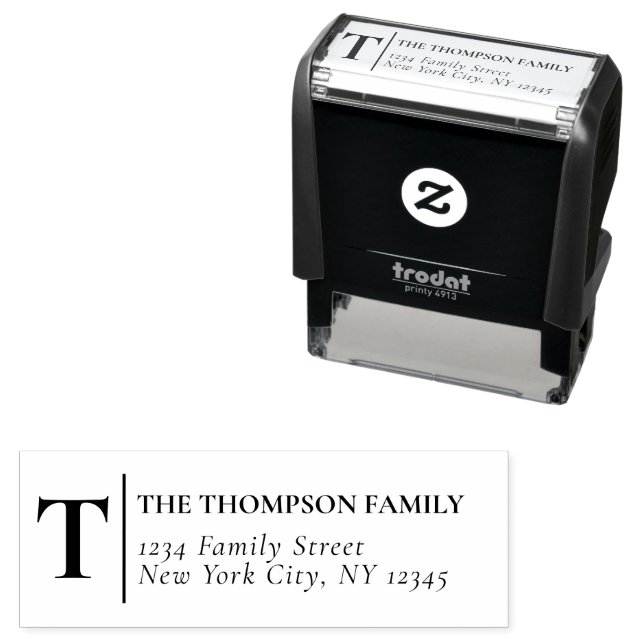 Return Address Family Elegant Monogram Self-inking Stamp (In Situ)