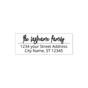 Return Address Family Name - Lucky Fashion Script Self-inking Stamp