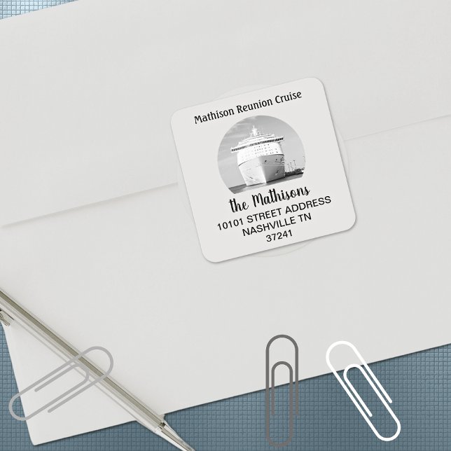 Return Address Family Reunion Cruise Ship Square Sticker (Creator Uploaded)