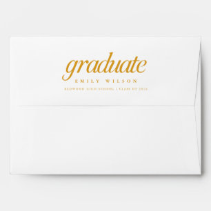 Return Address Gold Script Graduation Envelope