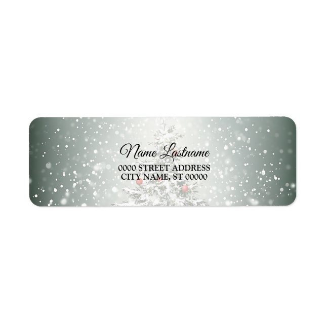Return Address Green Christmas Tree Snow flakes  (Front)