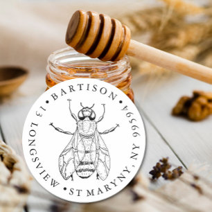 return address Handmade with love company name bee Classic Round Sticker