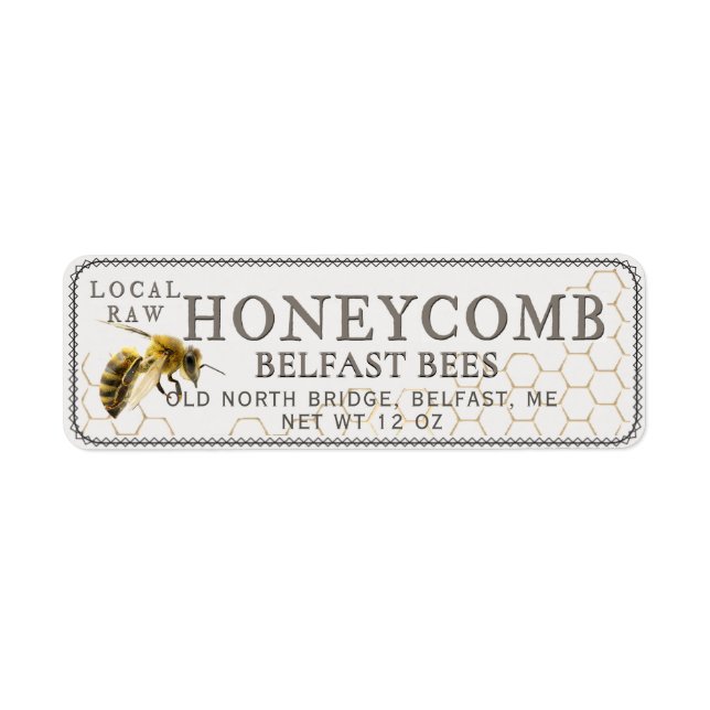 Return Address Honeycomb with Realistic Bee Label (Front)