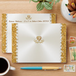 Return Address, Ivory and Gold Envelopes 5x7