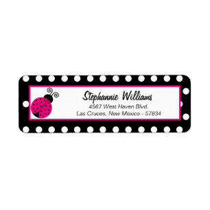 Return Address Label Black Spring Time Lady Bug