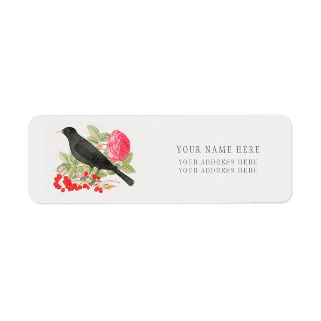 RETURN ADDRESS LABEL BLACKBIRD AND ROSE (Front)