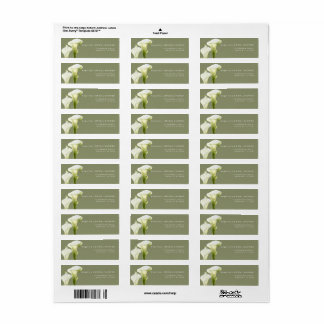 Return Address Label Calla Lilies bridal shower.