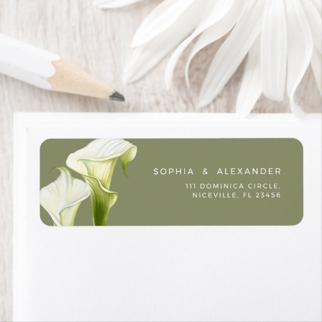 Return Address Label Calla Lilies Wedding. (En situation)