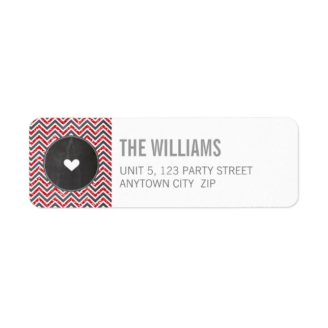 RETURN ADDRESS LABEL chevron glitter red grey (Front)