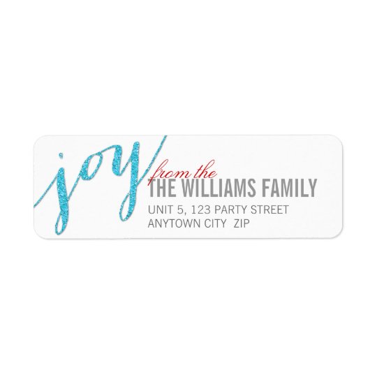 RETURN ADDRESS LABEL chevron glitter type blue