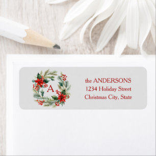 Return address label Christmas wreath