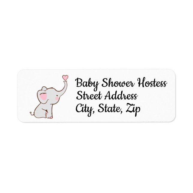 Return address label for baby girl shower (Front)
