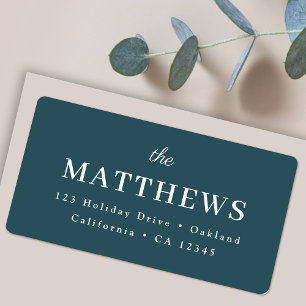 Return Address Label   Modern Minimal Teal Blue